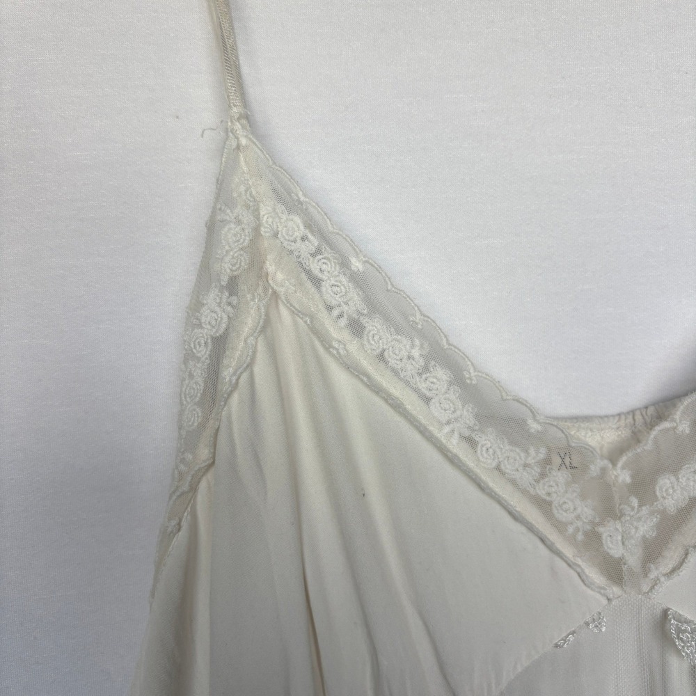 Whimsical Butterfly 3D Embroidered Hi-Low Slip Dress Ivory XL Boho Cottage Fairy - Picture 6 of 16